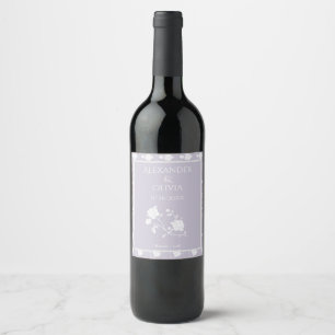 Rótulo De Garrafa De Cerveja Rótulo de Vinho de Casamento de Rosa lavanda