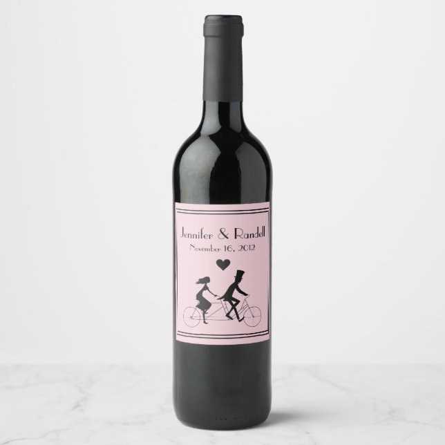 Rótulo De Garrafa De Cerveja Rótulo de Vinho de Casamento de Tandem Bike (Frente)