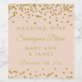 Rótulo De Garrafa De Cerveja Rótulo De Vinho De Casamento Dourado Lente Confett