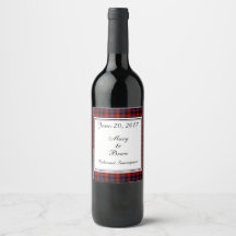 Rótulo de Vinho de Casamento Escocês Castanho