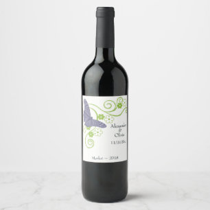 Rótulo De Garrafa De Cerveja Rótulo de Vinho de Casamento Floral da Borboleta P