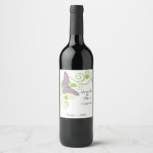 Rótulo de Vinho de Casamento Floral da Borboleta R