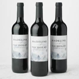 Rótulo De Garrafa De Cerveja Rótulo de Vinho de Casamento Floresta de Inverno E