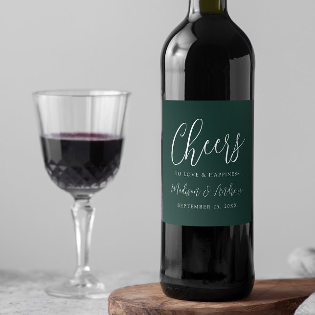 Rótulo De Garrafa De Cerveja Rótulo de Vinho de Casamento Floresta Verde Simple (Criador carregado)