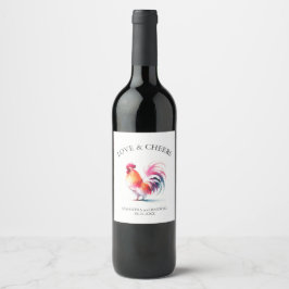 Rótulo De Garrafa De Cerveja Rótulo de Vinho de Casamento Galo Aquarela