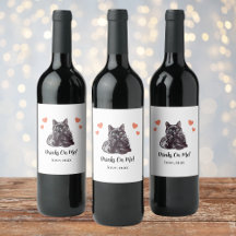 Rótulo de Vinho de Casamento Gato Preto Personaliz