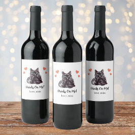 Rótulo De Garrafa De Cerveja Rótulo de Vinho de Casamento Gato Preto Personaliz