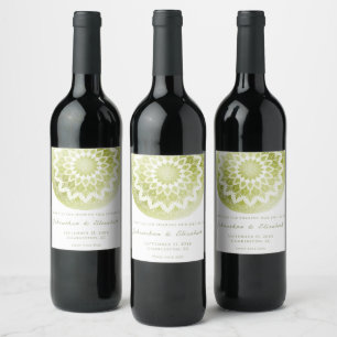 Rótulo De Garrafa De Cerveja Rótulo de Vinho de Casamento Mandala com Renda Ver