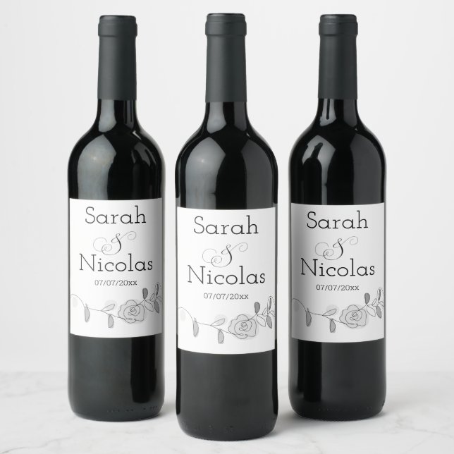 Rótulo De Garrafa De Cerveja Rótulo de vinho de casamento personalizado minimal (Garrafas)