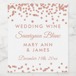 Rótulo De Garrafa De Cerveja Rótulo de Vinho de Casamento Rosa Dourado Glitter 