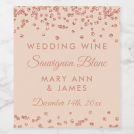 Rótulo De Garrafa De Cerveja Rótulo de Vinho de Casamento Rosa Dourado Glitter 