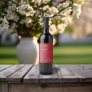 Rótulo De Garrafa De Cerveja Rótulo de Vinho de Casamento Vermelho da Crimson M