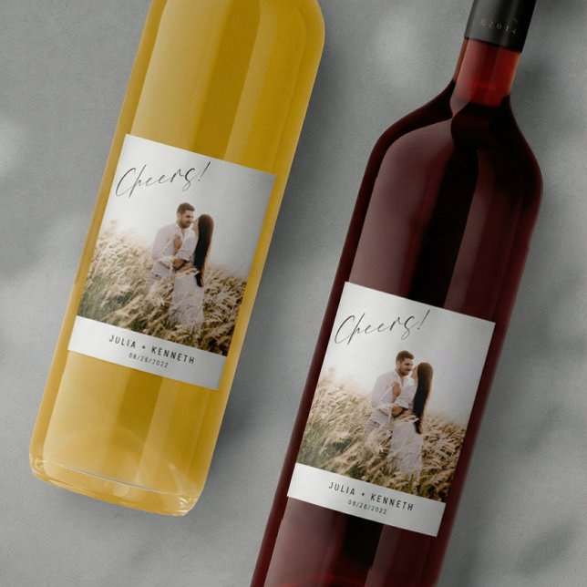 Rótulo De Garrafa De Cerveja Rótulo de Vinho de Foto de Casamento Simples (Criador carregado)