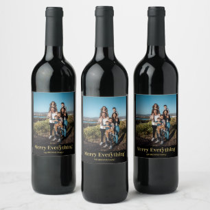 Rótulo De Garrafa De Cerveja Rótulo de Vinho de Foto de Natal Preto e Dourado