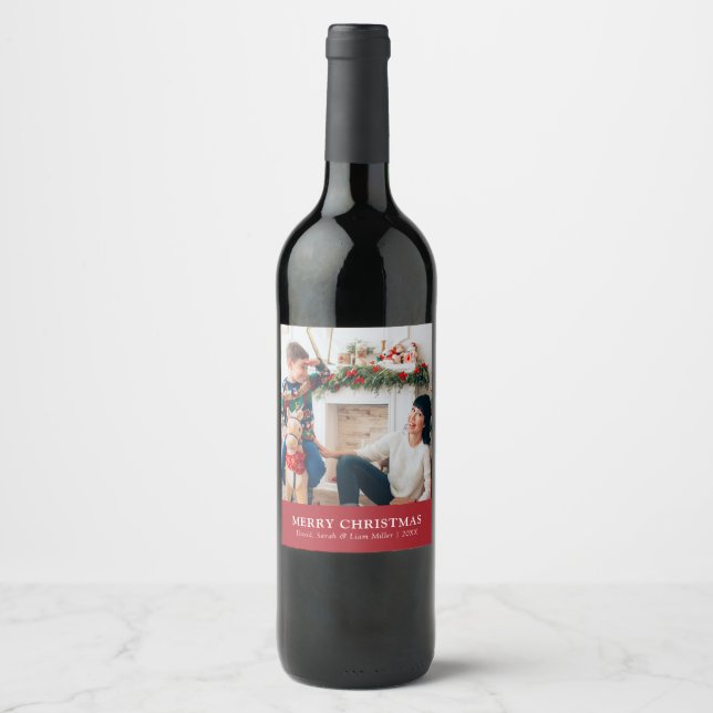 Rótulo De Garrafa De Cerveja Rótulo de Vinho de Foto Vermelho de Natal (Frente)