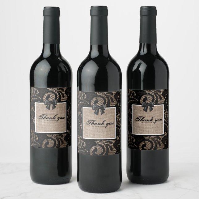 Rótulo De Garrafa De Cerveja Rótulo de vinho de linho e renda (Garrafas)