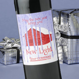 Rótulo De Garrafa De Cerveja Rótulo de vinho de Natal da cabana de neve azul e 