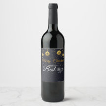 Rótulo de Vinho de Natal Dourado