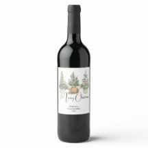 Rótulo de vinho de saudações de árvore de Natal tr