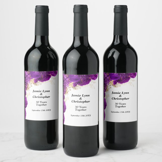 Rótulo De Garrafa De Cerveja Rótulo de Vinho do Aniversário do Casamento Floral (Garrafas)
