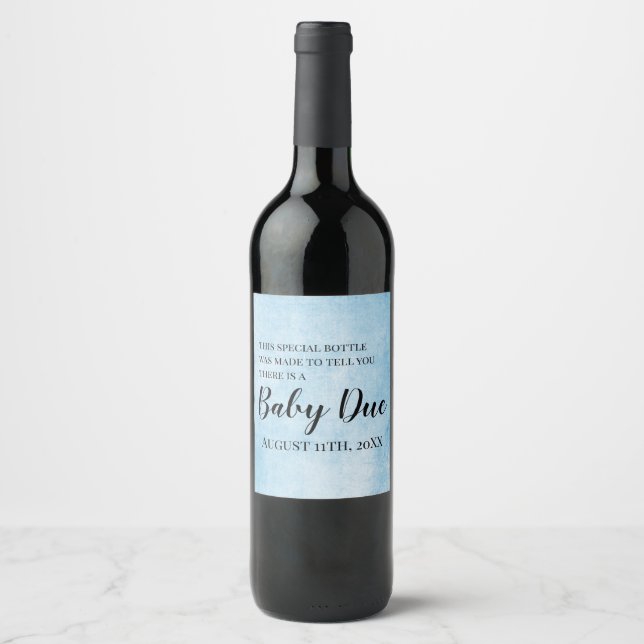 Rótulo De Garrafa De Cerveja Rótulo de Vinho do Anúncio de Gravidez Azul (Frente)