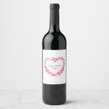 Rótulo de Vinho do Dia dos Namorados com Moldura d