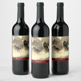 Rótulo De Garrafa De Cerveja Rótulo de Vinho Dourado Personalizado do Lobo Eleg