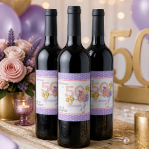 Rótulo De Garrafa De Cerveja Rótulo de Vinho Flamingo Floral Rosa 50 e Fabuloso
