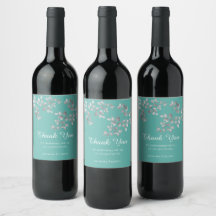 Rótulo de Vinho Floral de Prata Moderna