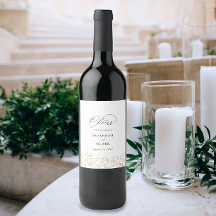 Rótulo De Garrafa De Cerveja Rótulo de Vinho Floral Dourado 2