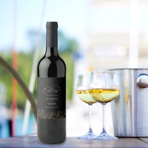 Rótulo De Garrafa De Cerveja Rótulo de Vinho Floral Dourado 2