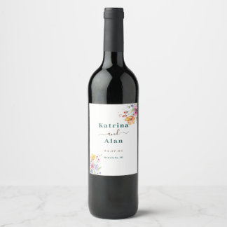 Rótulo De Garrafa De Cerveja Rótulo de Vinho Flores Cor-de-Rosa Pêssego Amarelo