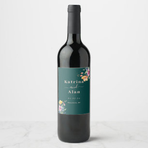 Rótulo De Garrafa De Cerveja Rótulo de Vinho Flores Cor-de-Rosa Pêssego Amarelo
