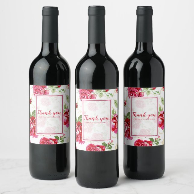Rótulo De Garrafa De Cerveja Rótulo de vinho impresso com rosa vermelha em fund (Garrafas)