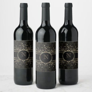 Rótulo De Garrafa De Cerveja Rótulo de Vinho Monogramado Gótico Ornamentado Pre