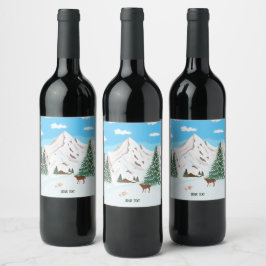 Rótulo De Garrafa De Cerveja Rótulo de Vinho Montanhas de Neve