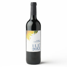 Rótulo de Vinho para Casamento de Girassol Persona