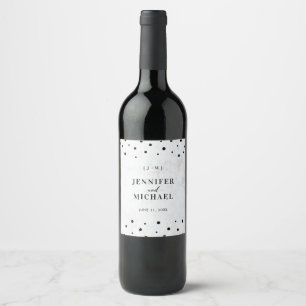 Rótulo De Garrafa De Cerveja Rótulo de Vinho para Casamento Moderno com Confete