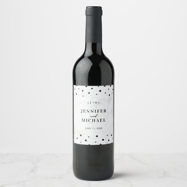 Rótulo De Garrafa De Cerveja Rótulo de Vinho para Casamento Moderno com Confete (Frente)
