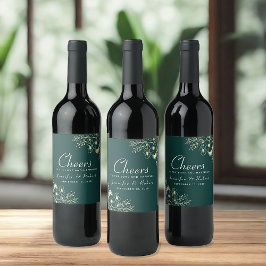 Rótulo De Garrafa De Cerveja Rótulo de Vinho para Casamento Verde Esmeralda