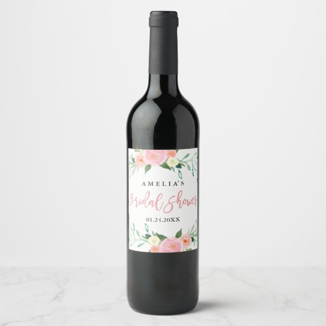 Rótulo De Garrafa De Cerveja Rótulo de Vinho para Chá de Noiva com Aquarela de  (Frente)