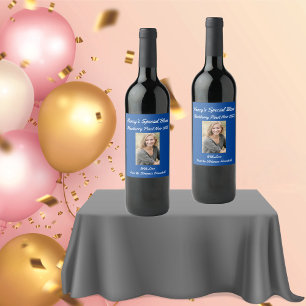 Rótulo De Garrafa De Cerveja Rótulo de Vinho Personalizado Azul Real para Amigo