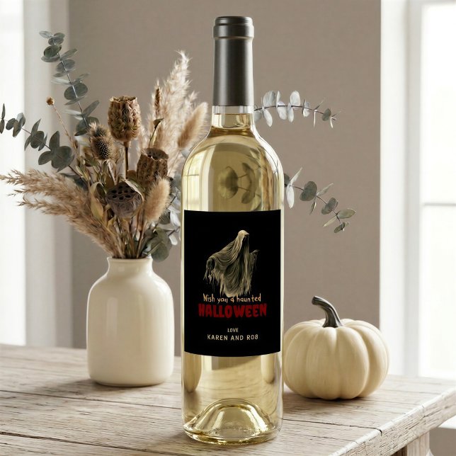 Rótulo De Garrafa De Cerveja Rótulo de Vinho Personalizado de Halloween Fantasm (Criador carregado)