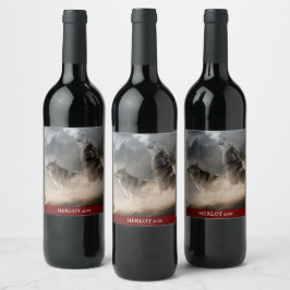Rótulo De Garrafa De Cerveja Rótulo de Vinho Personalizado do Lobo Elegante