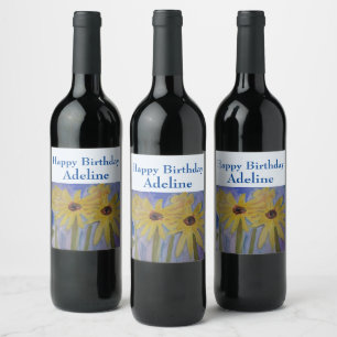Rótulo De Garrafa De Cerveja Rótulo de Vinho Personalizado dos Girassóis Amarel