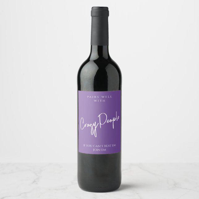Rótulo De Garrafa De Cerveja Rótulo de vinho personalizado modelo Louco Roxo (Frente)