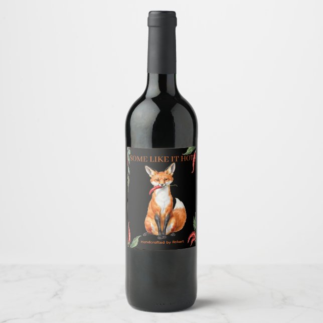 Rótulo De Garrafa De Cerveja Rótulo de Vinho Personalizado Raposa Apimentada (Frente)