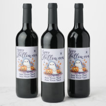 Rótulo de Vinho Personalizável da Abóbora do Hallo