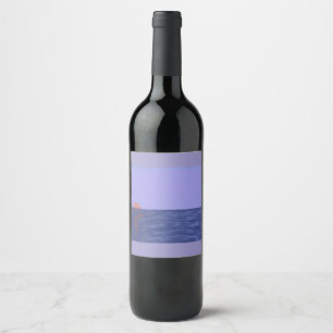 Rótulo De Garrafa De Cerveja Rótulo de Vinho Pôr do Sol no Oceano