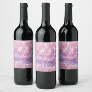 Rótulo De Garrafa De Cerveja Rótulo de vinho rosa com brilho e aquarela para o